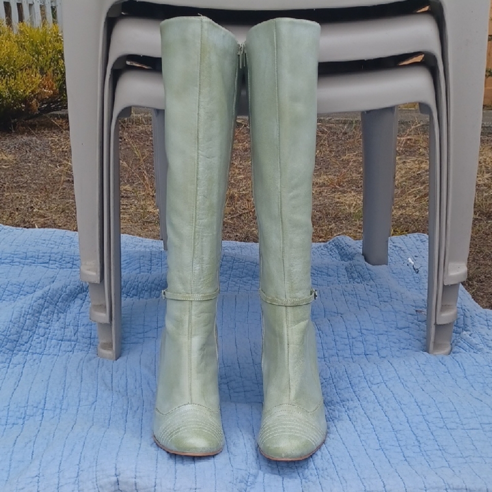 Mint Green Knee-High Women's Boots